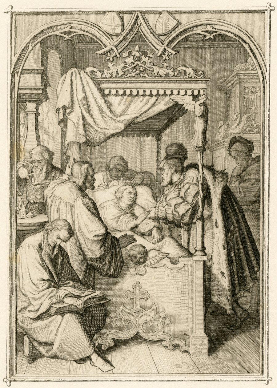 Martin Luther ist sehr krank, der Kurfürst Johann Friedrich (Johann Friedrich I. von Sachsen) von Gustav Ferdinand Leopold Konig