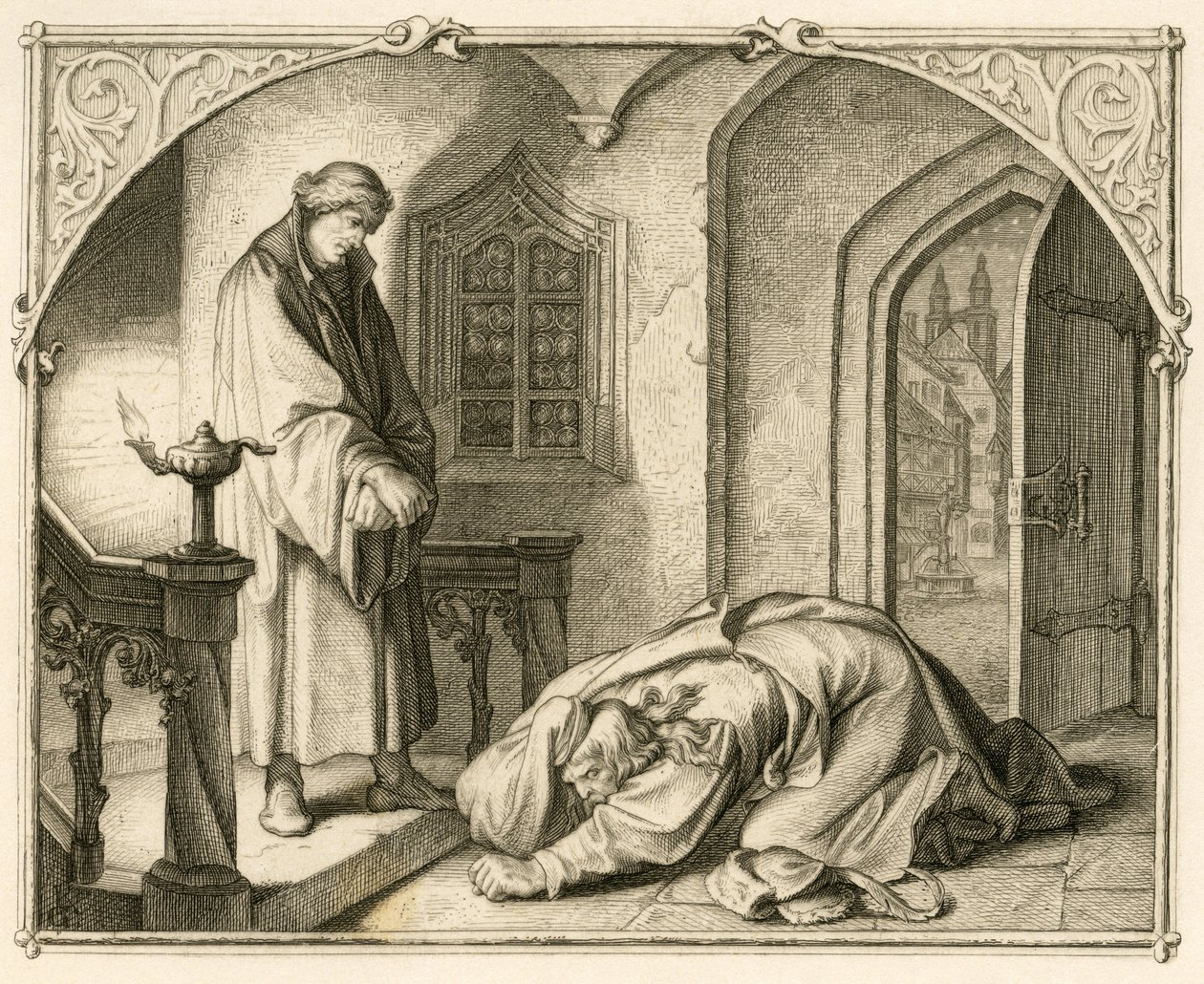 Martin Luther zusammen mit dem Räuber Hans Kohlhase (1500-1540) von Gustav Ferdinand Leopold Konig