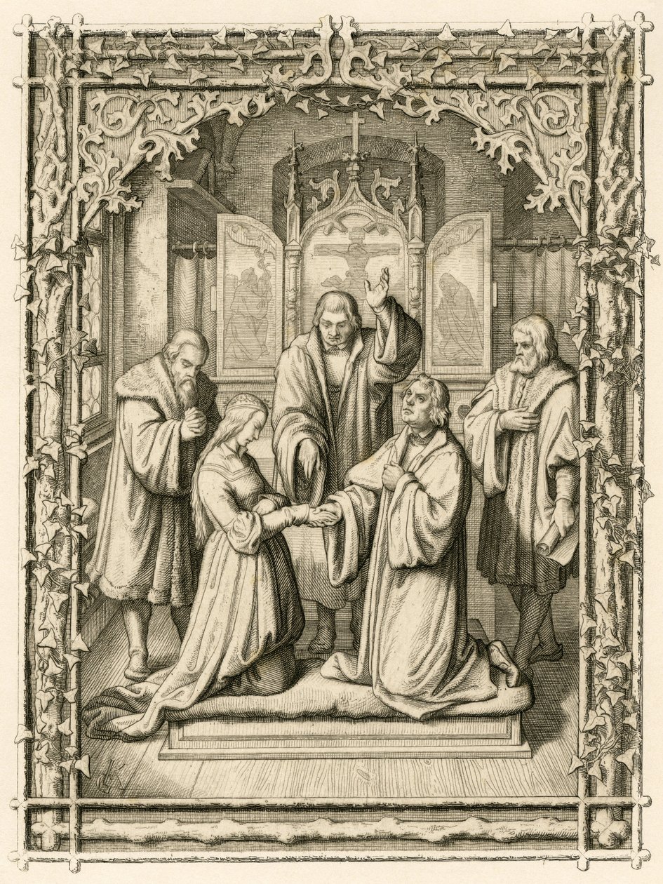 Die Hochzeit von Martin Luther und Katharina von Bora von Gustav Ferdinand Leopold Konig