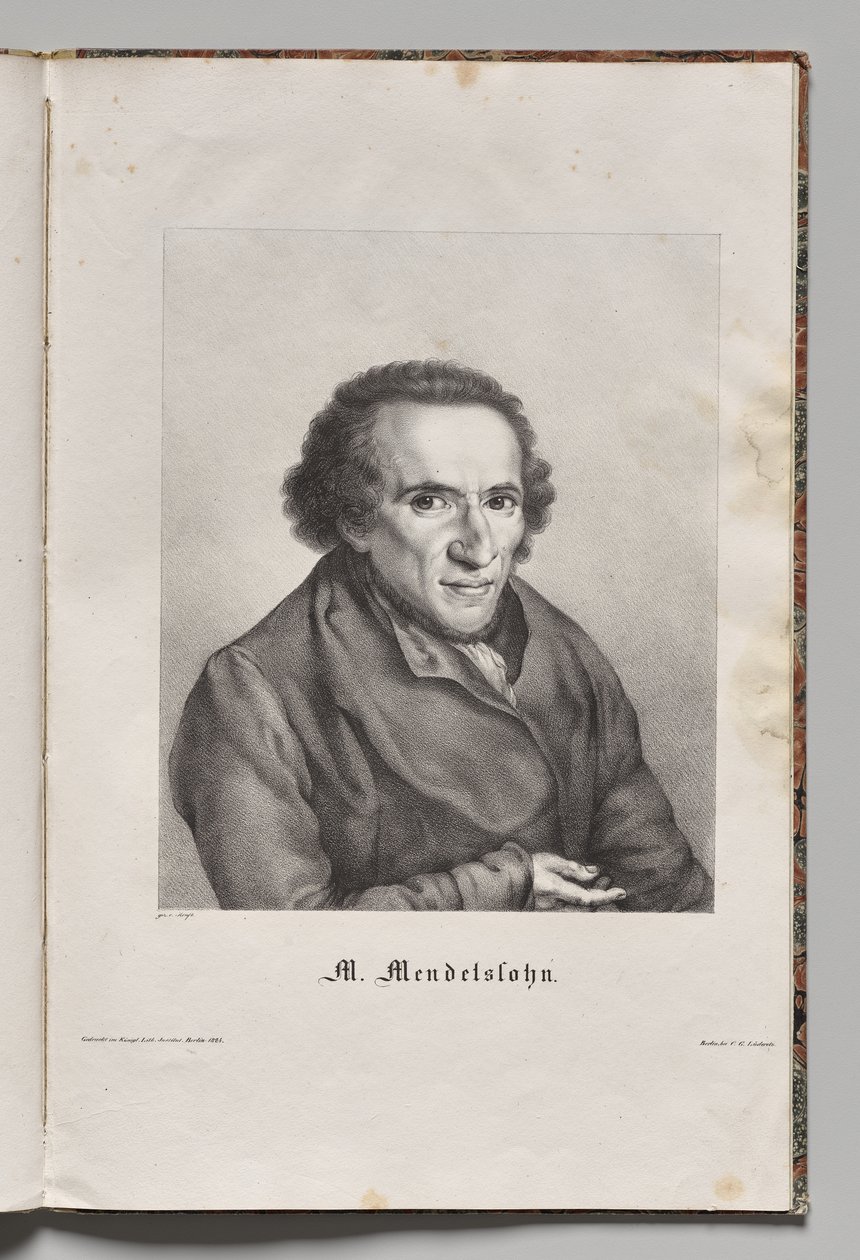 Deutschlands berühmte Autoren: Porträt von Moses Mendelssohn von Gustav Karl Friedrich Luderitz