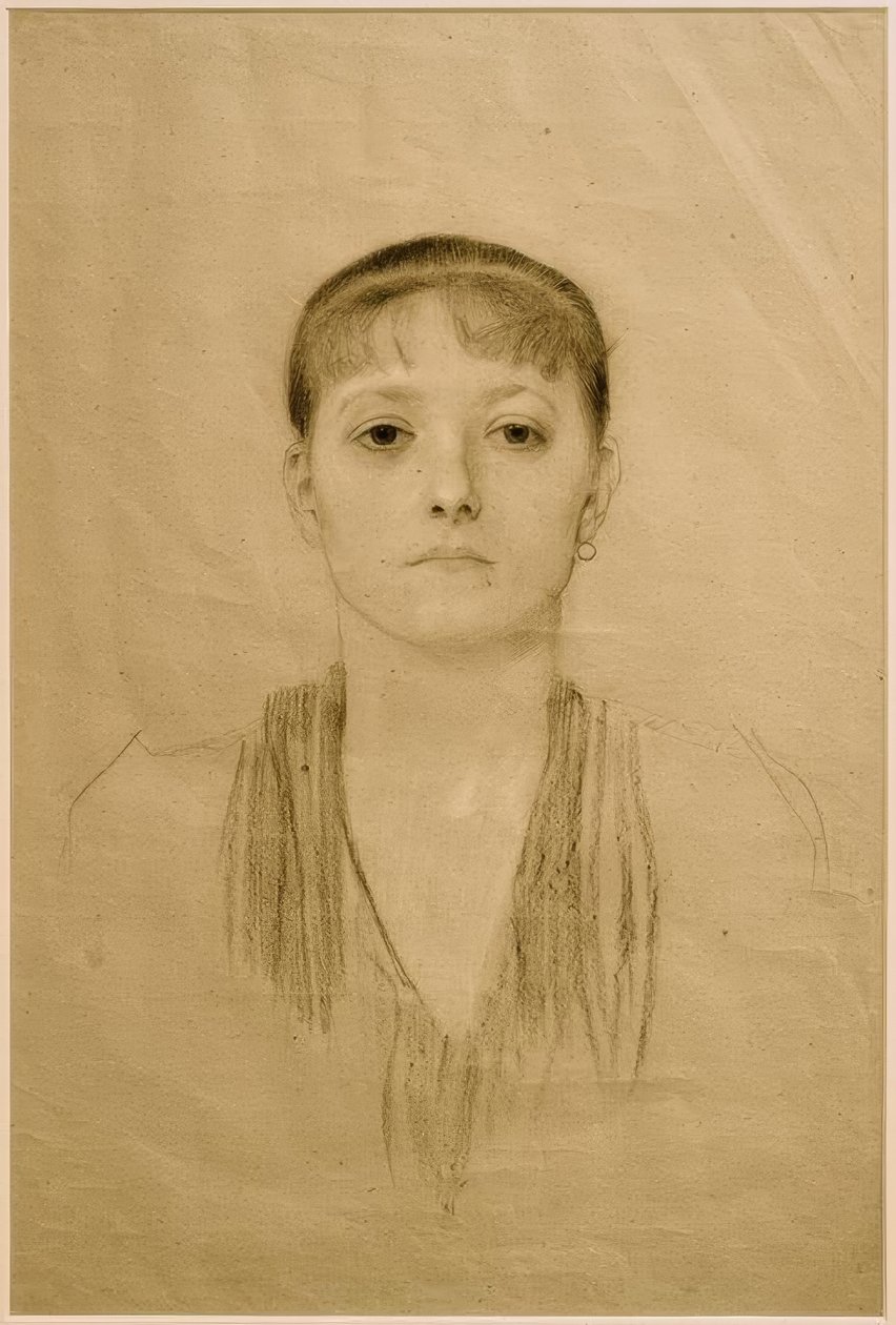 Brustbild eines Mädchens von vorne von Gustav Klimt