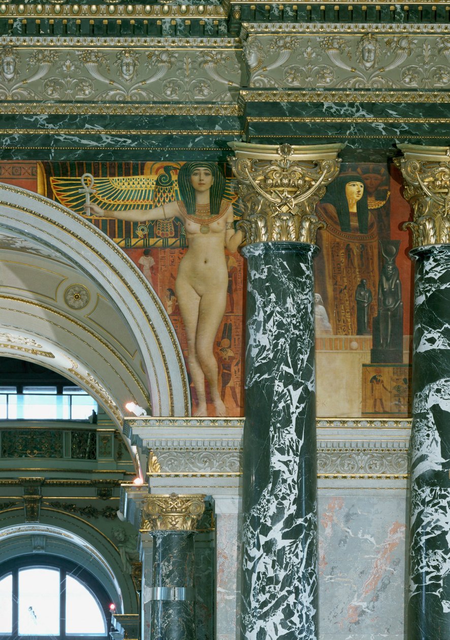 Fresko im Kunsthistorischen Museum Wien, Ägyptische Kunst, Detail um 1891 von Gustav Klimt
