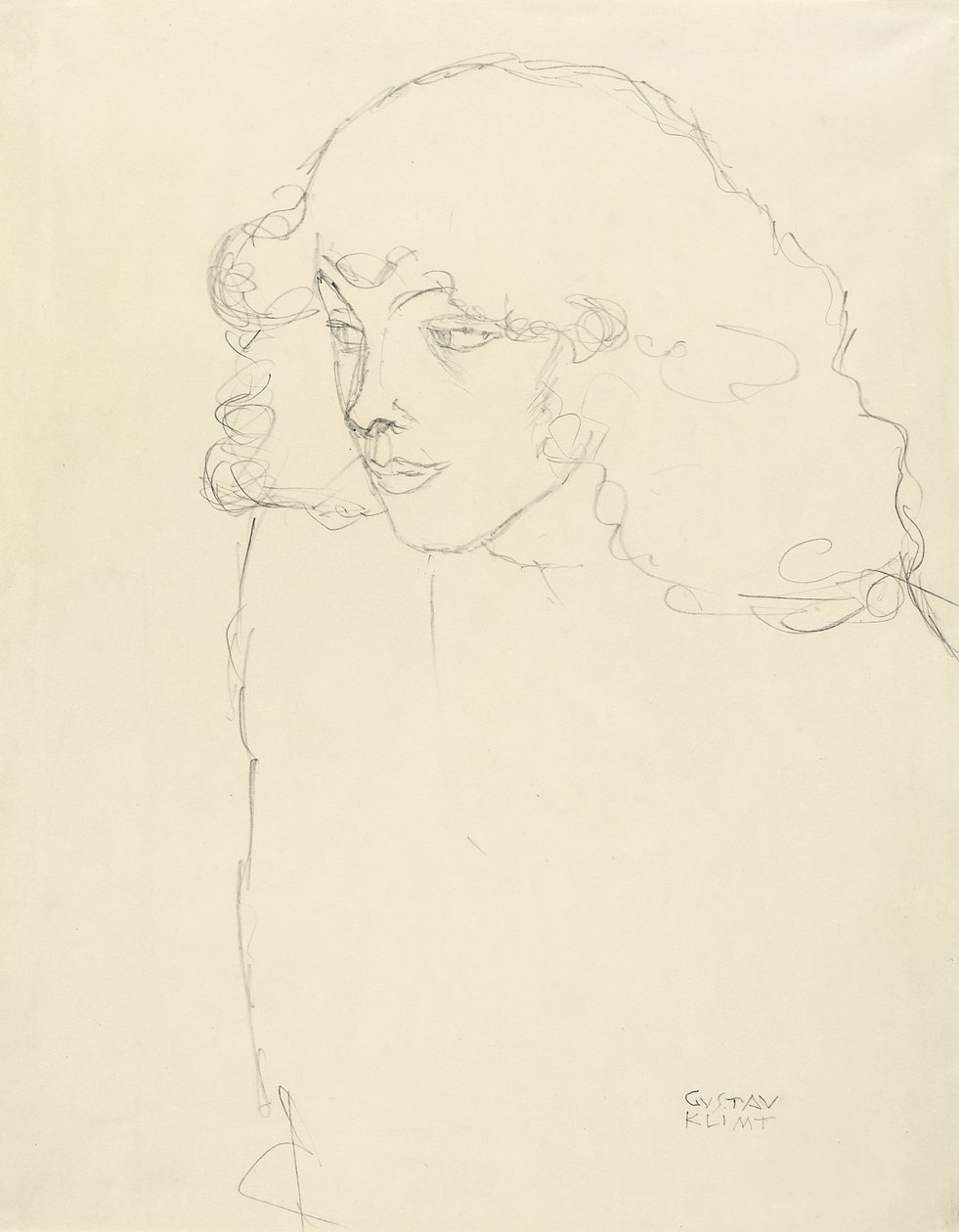 Halbporträt eines Mädchens im Dreiviertelprofil, 1913 von Gustav Klimt