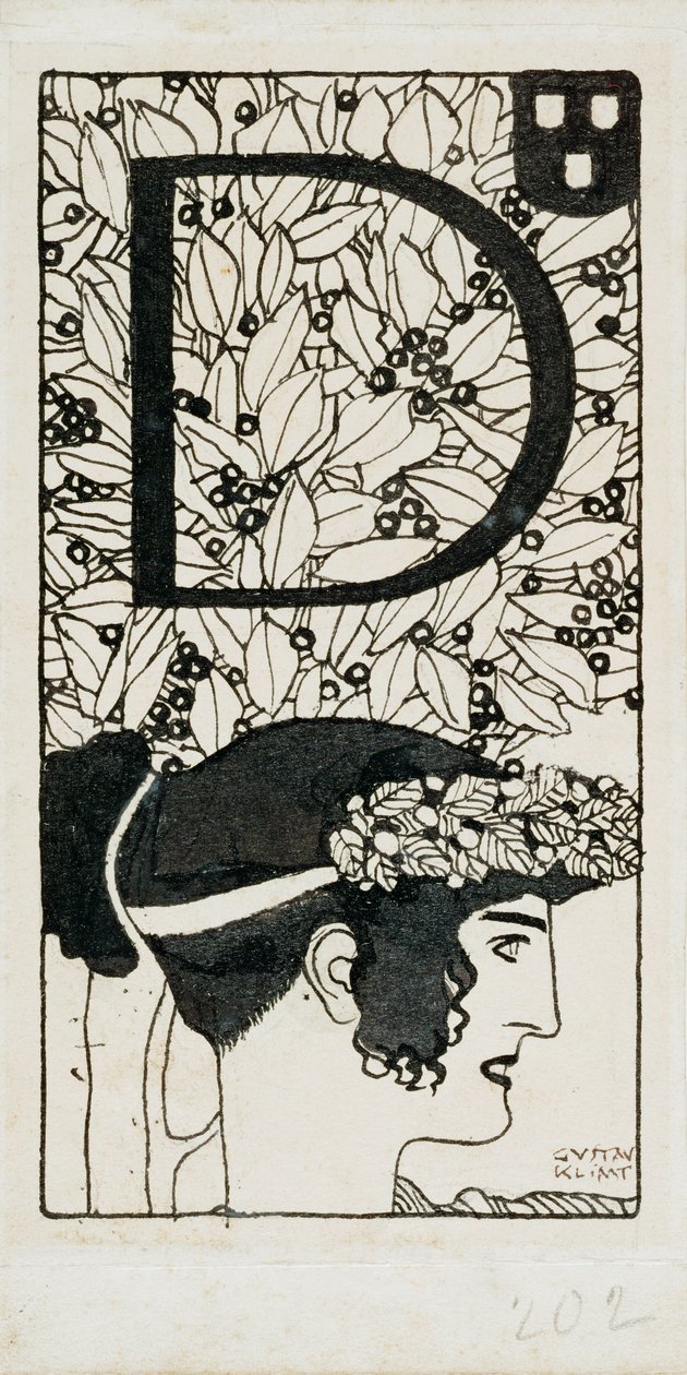 Initiale D, verwendet in der dritten Ausgabe von Ver Sacrum, der Zeitschrift der Wiener Secession von Gustav Klimt