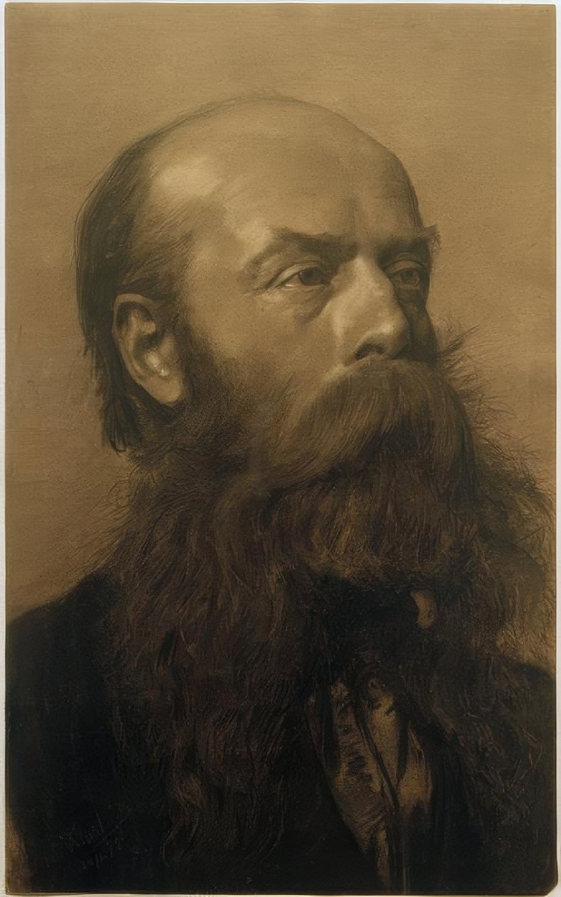 Kopf eines bärtigen Mannes im Dreiviertelprofil nach rechts von Gustav Klimt