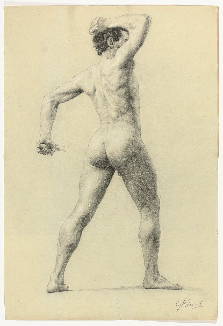 Männlicher Akt von hinten, ca. 1880 von Gustav Klimt