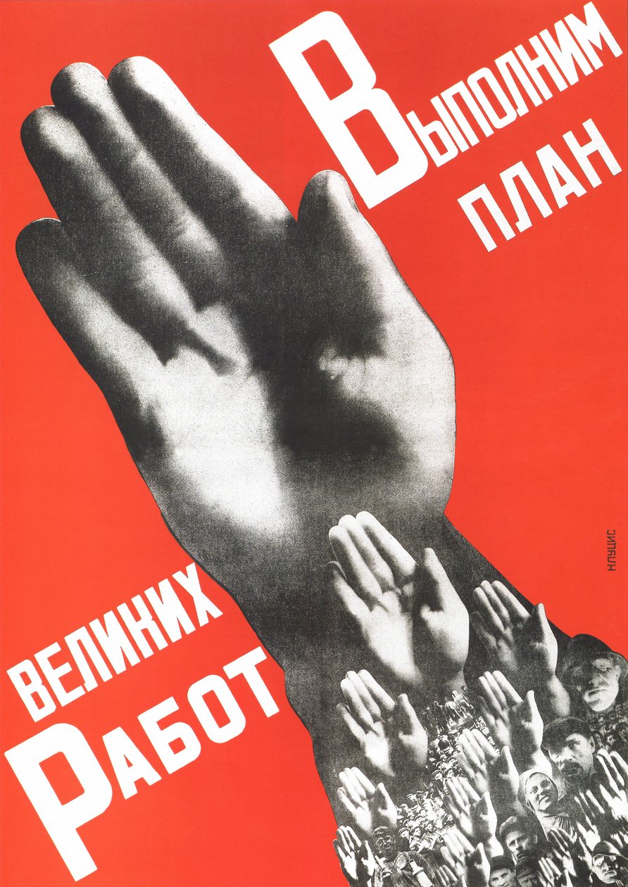 Lasst uns den Plan der großen Projekte erfüllen Poster, 1930 von Gustav Klutsis