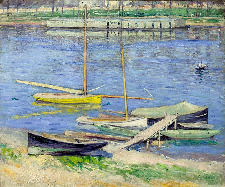 Segelboote vor Anker auf der Seine, in Argenteuil (Berhaut 272) von Gustave Caillebotte
