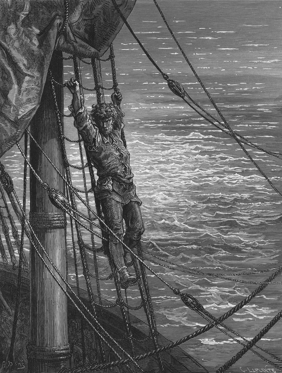 Der Seemann beschreibt seinem Zuhörer, dem Hochzeitsgast, seine Gefühle der Einsamkeit und Verzweiflung auf dem Schiff, Szene aus 