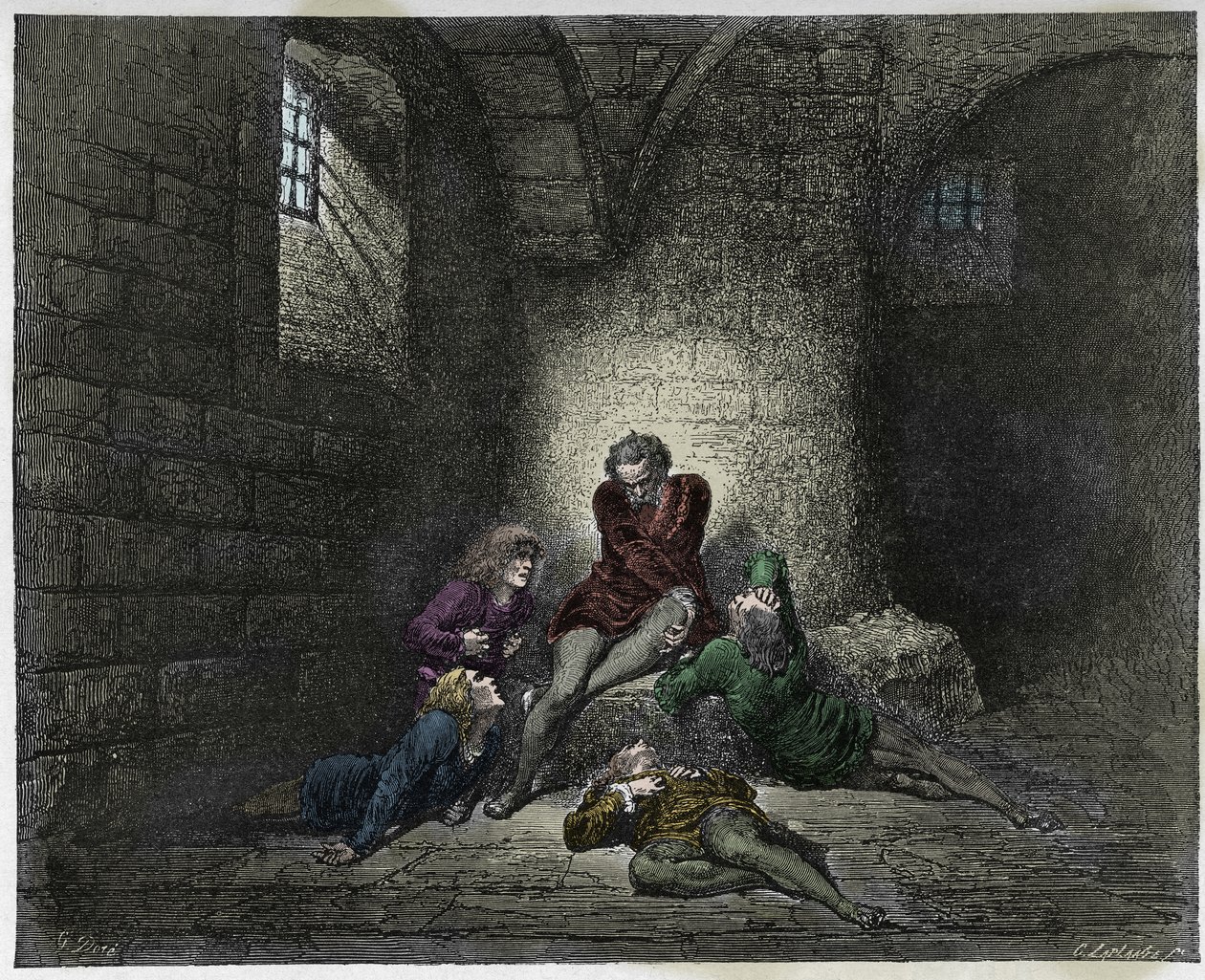 Inferno, Gesang 33: Ugolino und seine Söhne eingemauert und verhungernd (Illustration aus Die Göttliche Komödie von Dante Alighieri, 1885) von Gustave after Dore