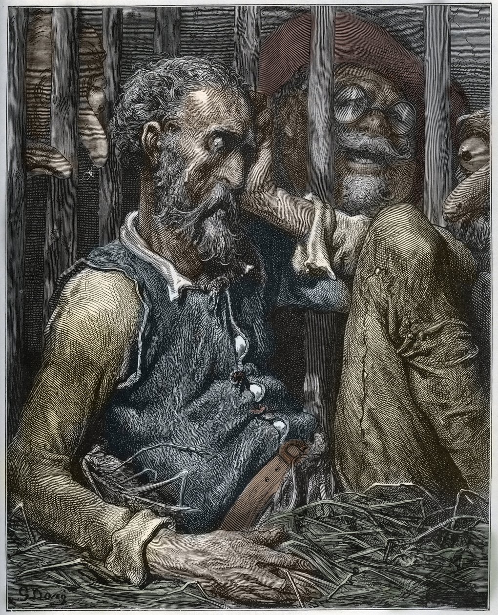 Die Verzauberung von Don Quijote aus „Don Quijote de la Mancha“ von Miguel Cervantes - Holzschnitt nach einer Zeichnung von Gustave Doré von Gustave (after) Dore