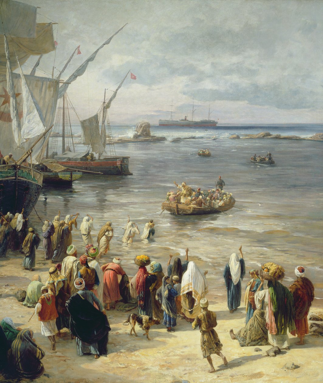 Jaffa, Rekrutierung türkischer Soldaten in Palästina, 1888 (rechtes Detail) von Gustave Bauernfeind