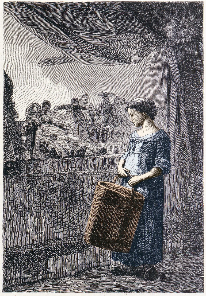 Cosette vor dem Spielzeugladen - in „Les Misérables“ von Victor Hugo, ill. von Brion, ed. Hetzel und Lacroix von Gustave Brion