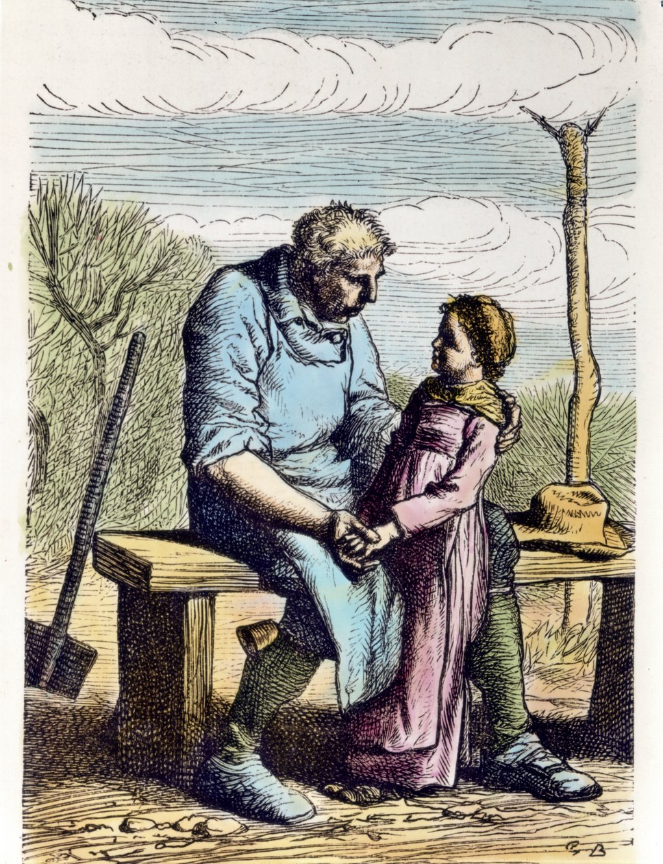 Cosette hatte Erlaubnis aus Les Miserables, 1865 (Gravur) von Gustave Brion