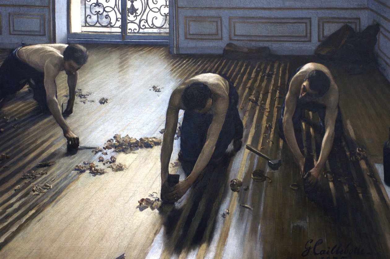 Die Bodenschrubber (Ausschnitt) von Gustave Caillebotte
