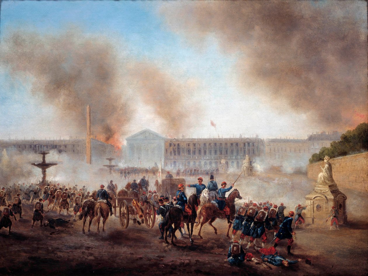 Kommune von Paris: Szenen von Aufständen auf dem Place de la Concorde von Gustave Clarence Rodolphe Boulanger