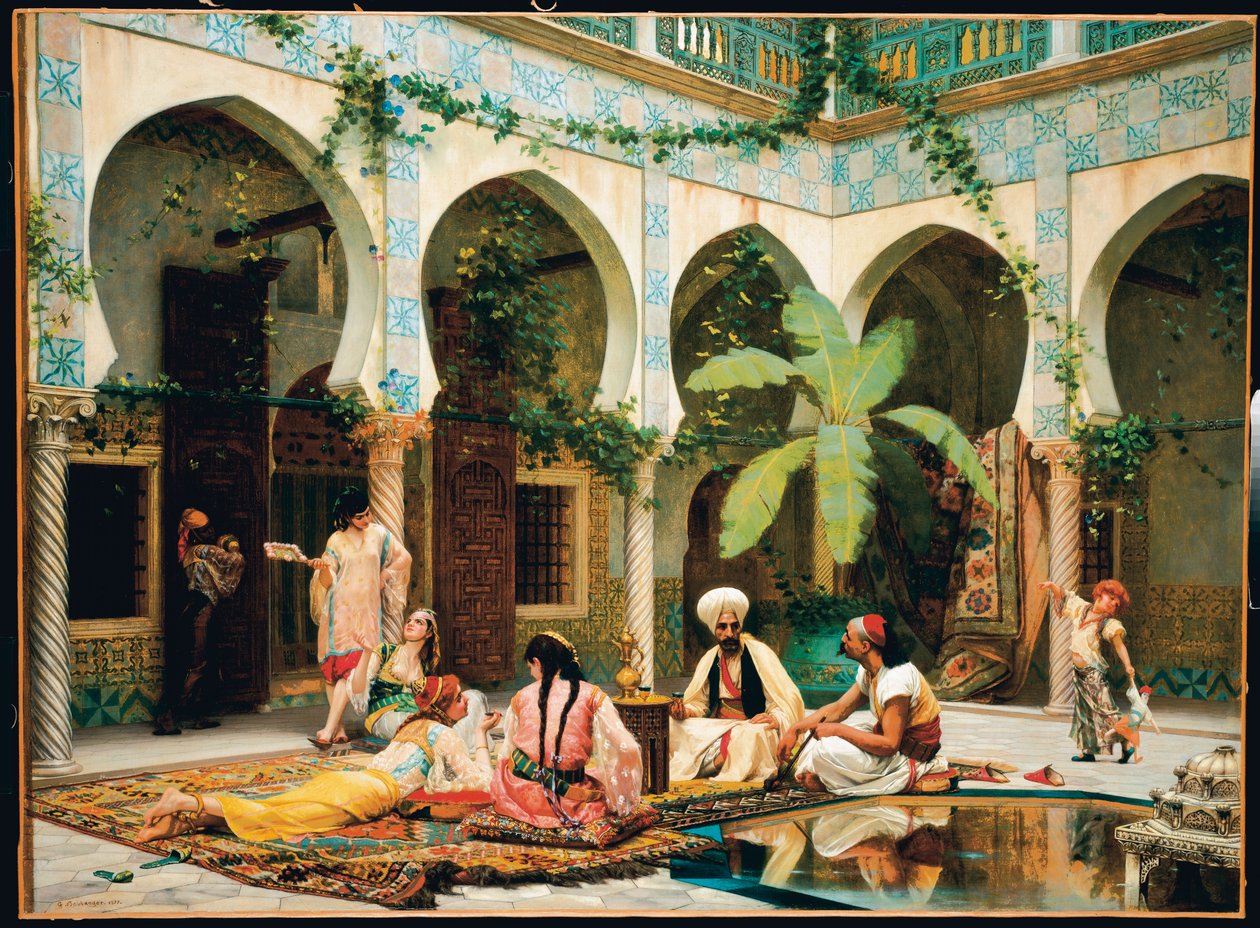 Der Hof des Palastes von Dar Khdaouedj El Amia, Algier von Gustave Clarence Rodolphe Boulanger
