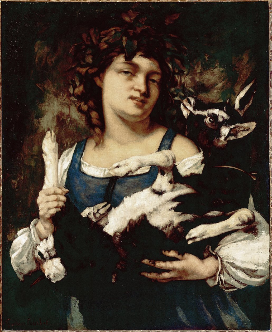 Ein Landmädchen mit einem Zicklein von Gustave Courbet