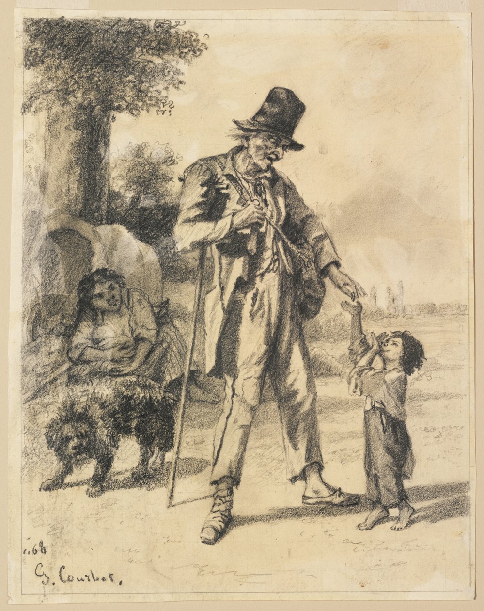 Almosen von einem Bettler in Ornans von Gustave Courbet