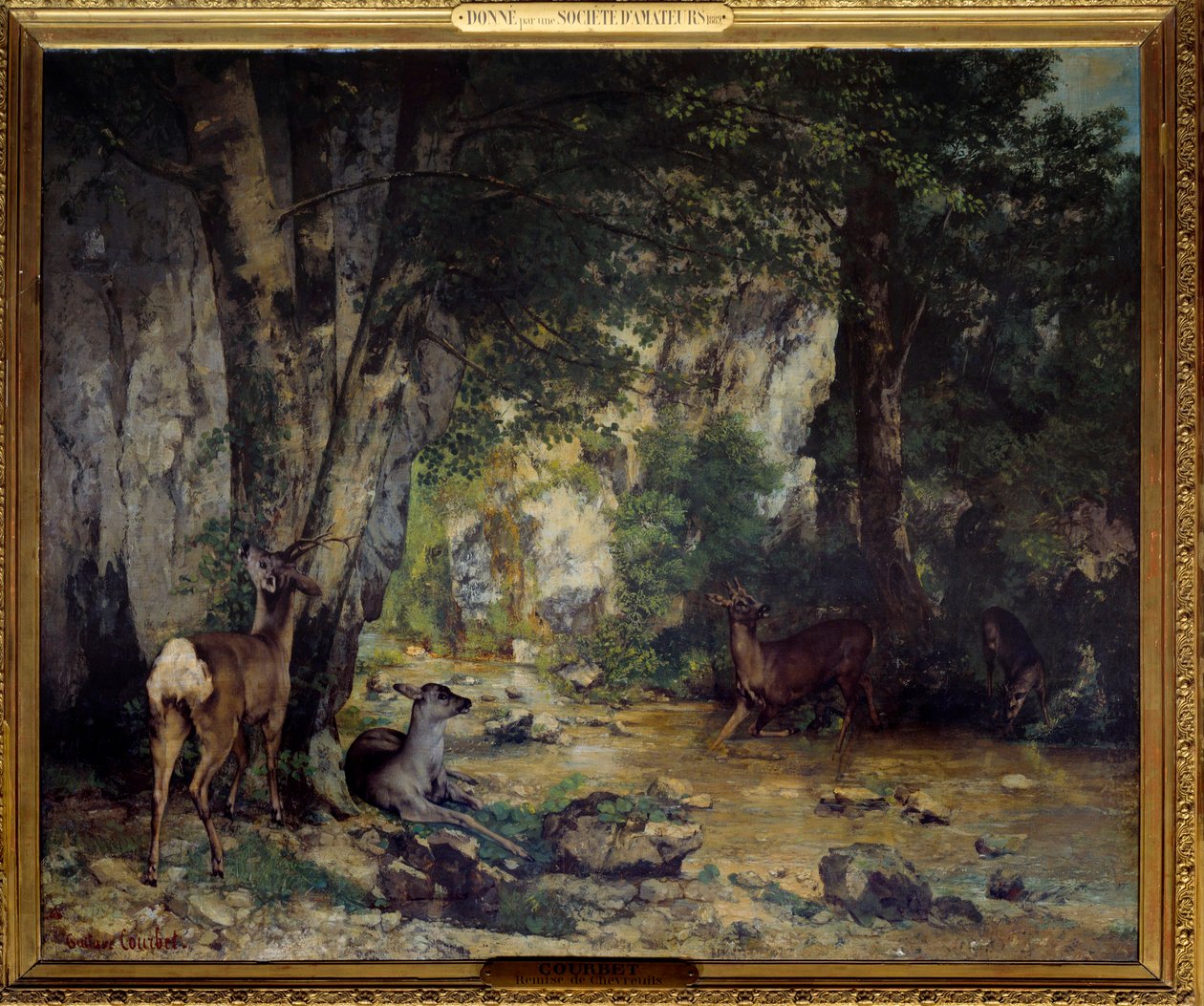 Die Hirschlieferung am Bach von Plaisir Fontaine von Gustave Courbet