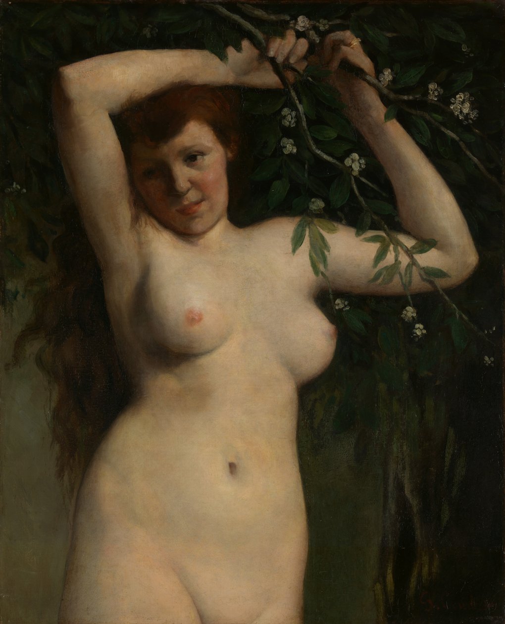 Akt mit blühendem Zweig, 1863 von Gustave Courbet