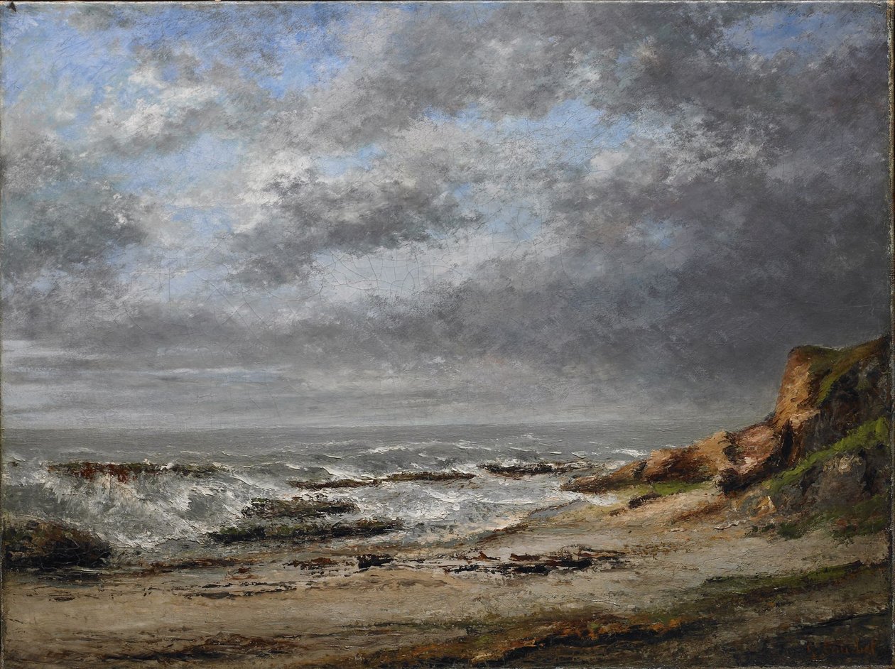 Ansicht einer stürmischen See nahe einer Klippe von Gustave Courbet