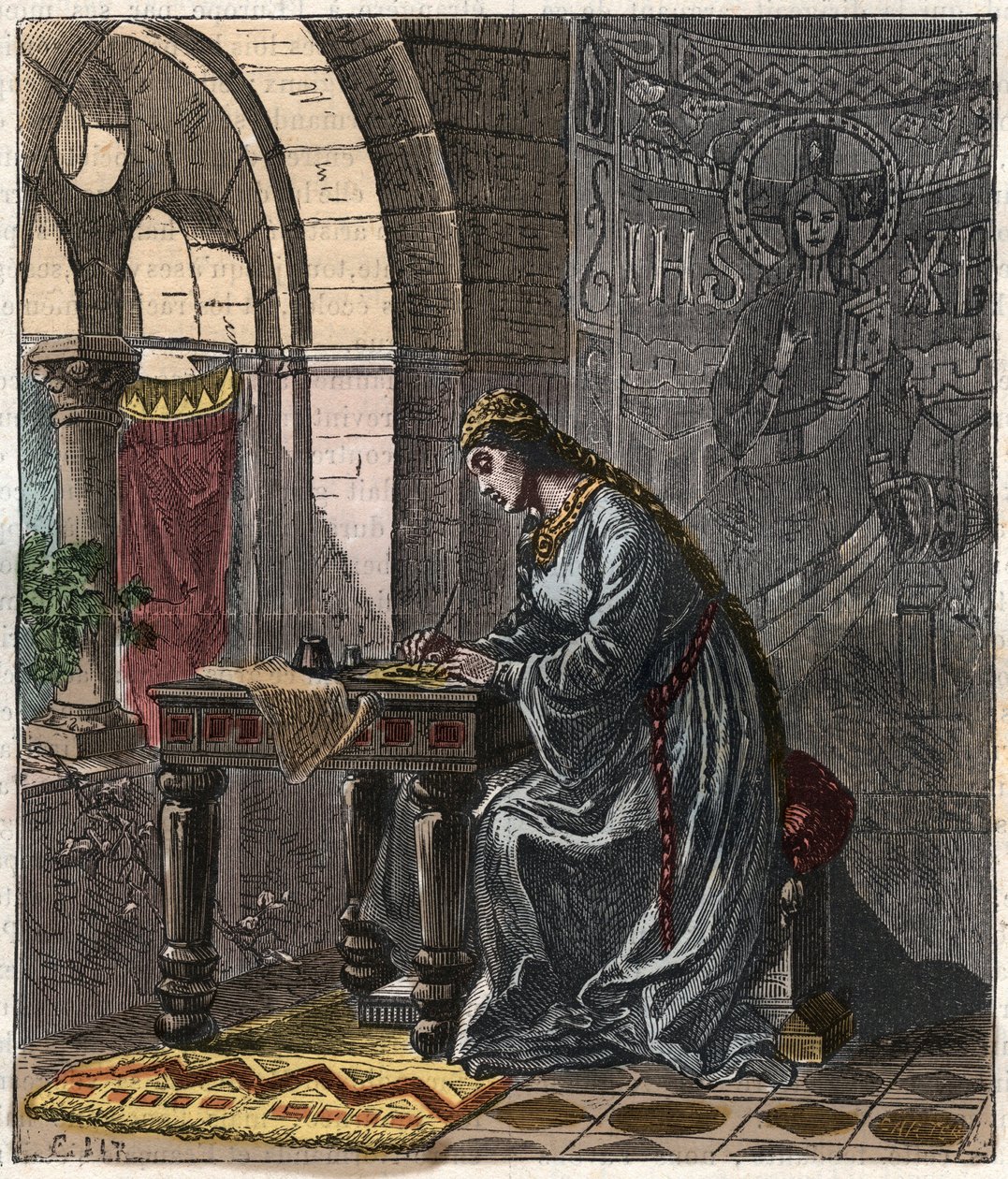 Bertrade von Montfort (1070-1117) Königin von Frankreich (Ehefrau von Philipp I. König von Frankreich) in Fontevrault - Gravur von Gustave Doré aus dem 19. Jahrhundert in „National History Illustred of France from the Most Retreated Times to the Today“ 187 von Gustave Dore