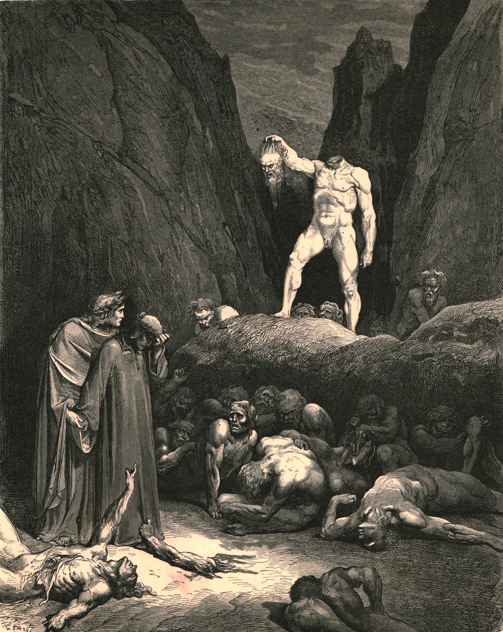 Am Haar trug es das abgetrennte Glied, laternenartig in der Hand hängend, ca. 1890 von Gustave Dore