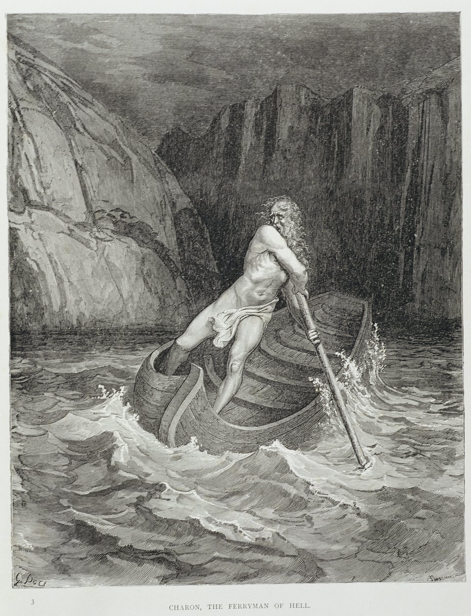Charon, der Fährmann der Hölle, aus der Göttlichen Komödie (Inferno) von Dante Alighieri (1265-1321) graviert von Stephane Pannemaker (1847-1930) um 1868 von Gustave Dore