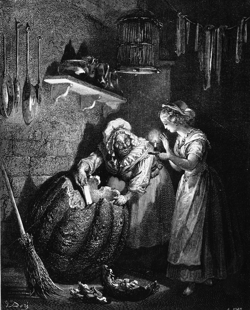 Aschenputtel: Illustration von Gustave Doré - in „Les Contes“ von Charles Perrault von Gustave Dore
