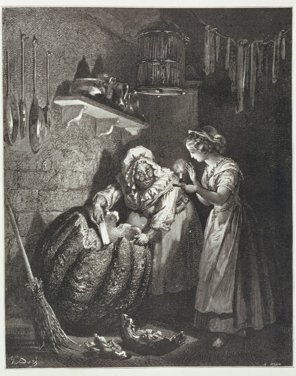 Cinderellas Patin und der Kürbis, graviert von Heliodore Joseph Pisan, ca. 1868 von Gustave Dore
