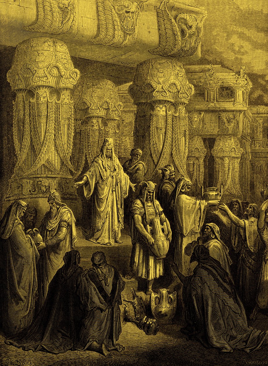 Kyros gibt die Gefäße an den Tempel zurück - Bibel von Gustave Dore