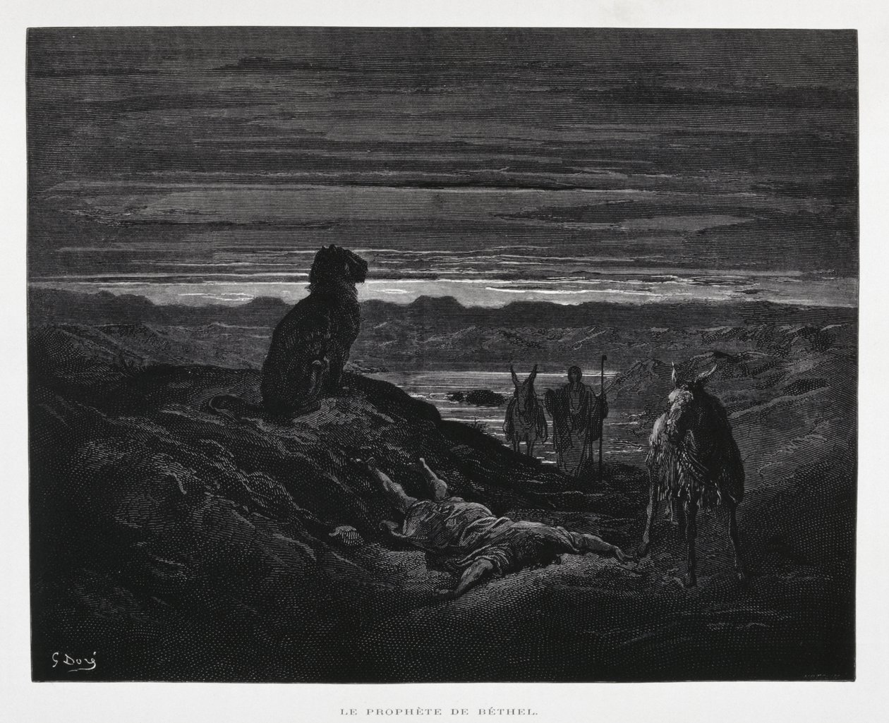 Tod des Propheten von Bethel, Illustration aus der Dore-Bibel von Gustave Dore