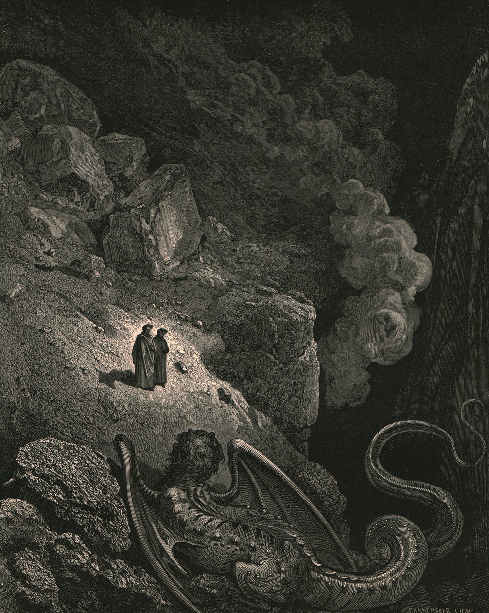 Sogleich erschien das abscheuliche Bild des Betrugs, ca. 1890 von Gustave Dore