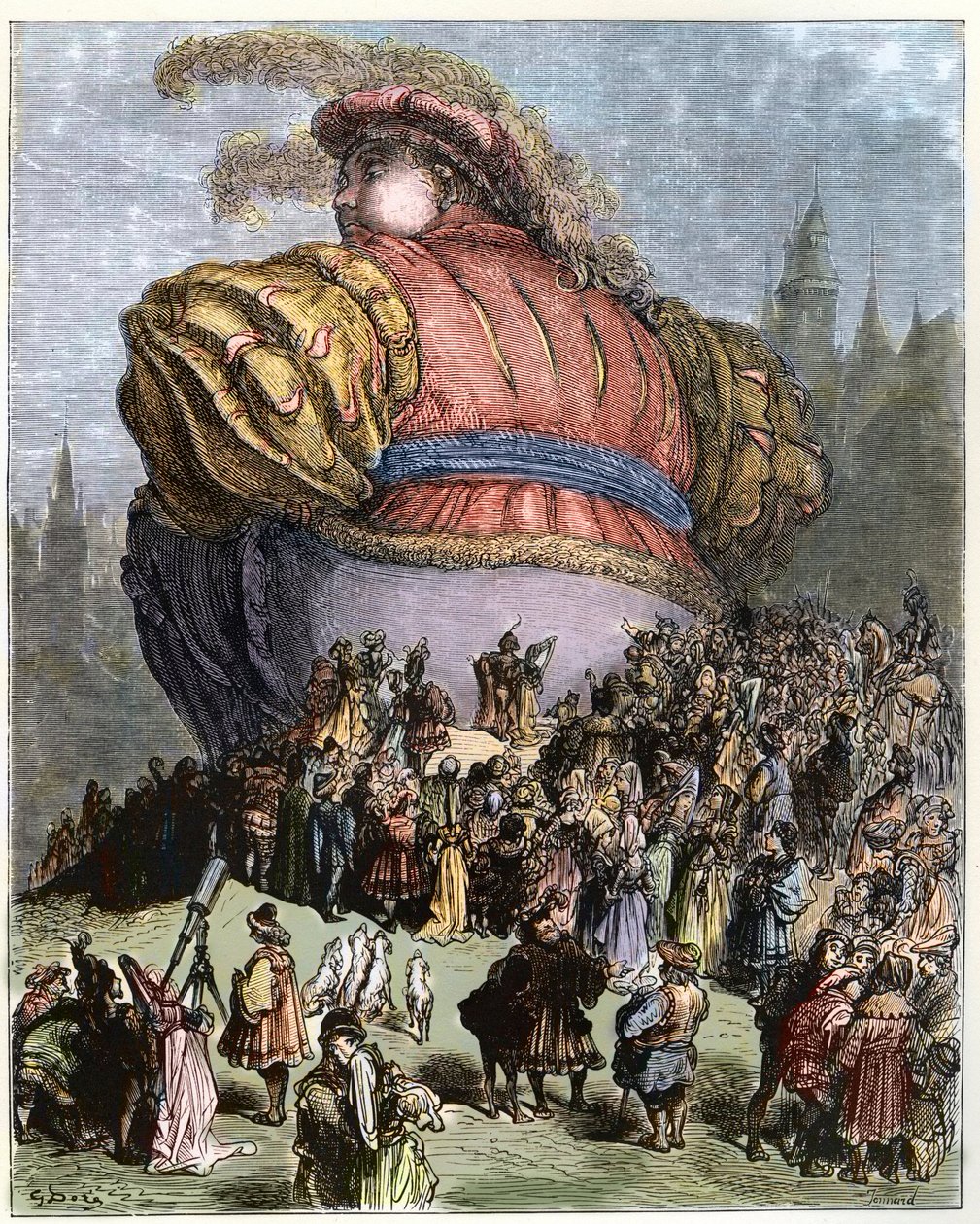 Gargantua besucht Paris - Die Pariser staunen über Gargantua - Illustration aus 