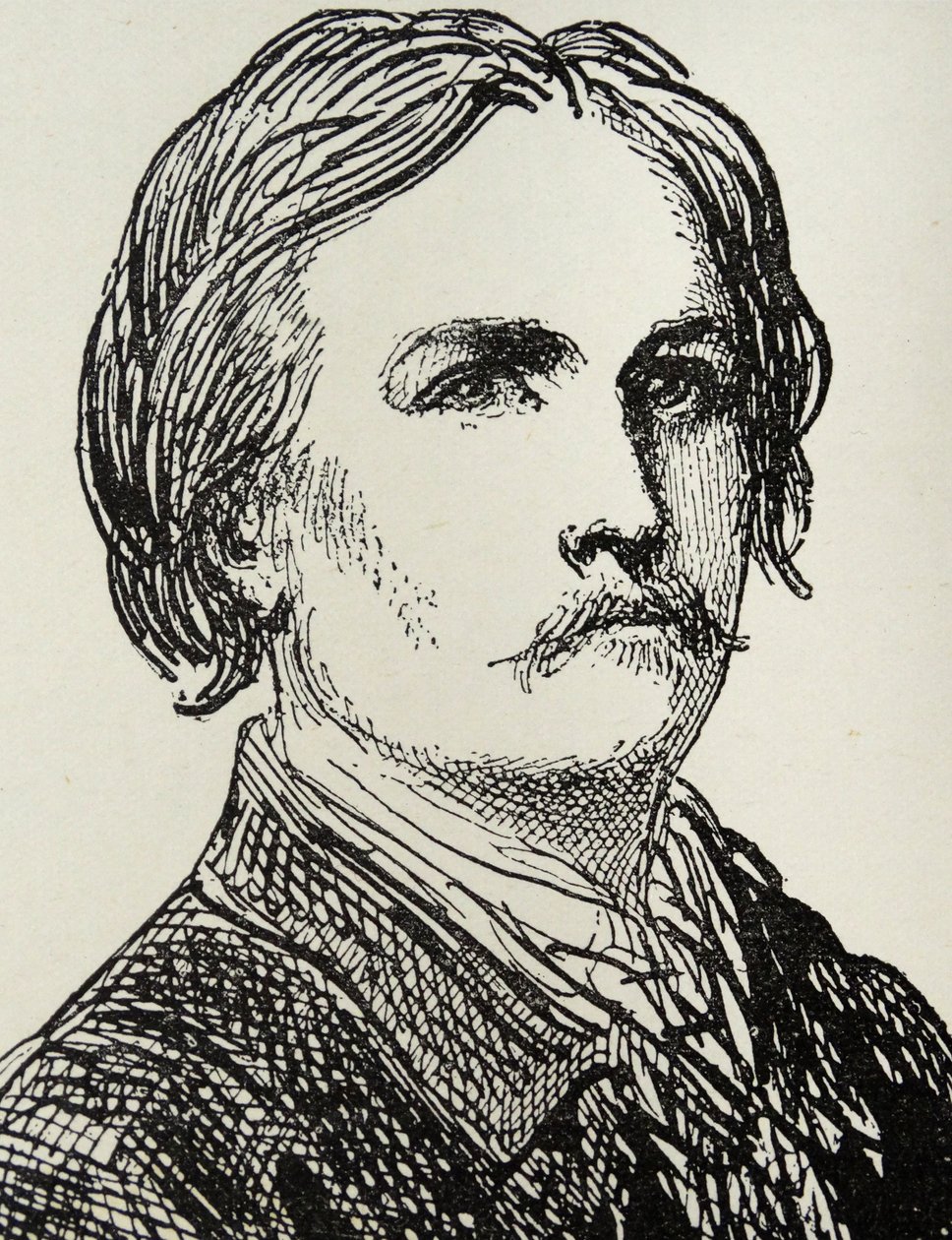 Gustave Doré - 1832-73 französischer Künstler und Buchillustrator, Gravur nach einer Selbstporträtskizze von Gustave Dore