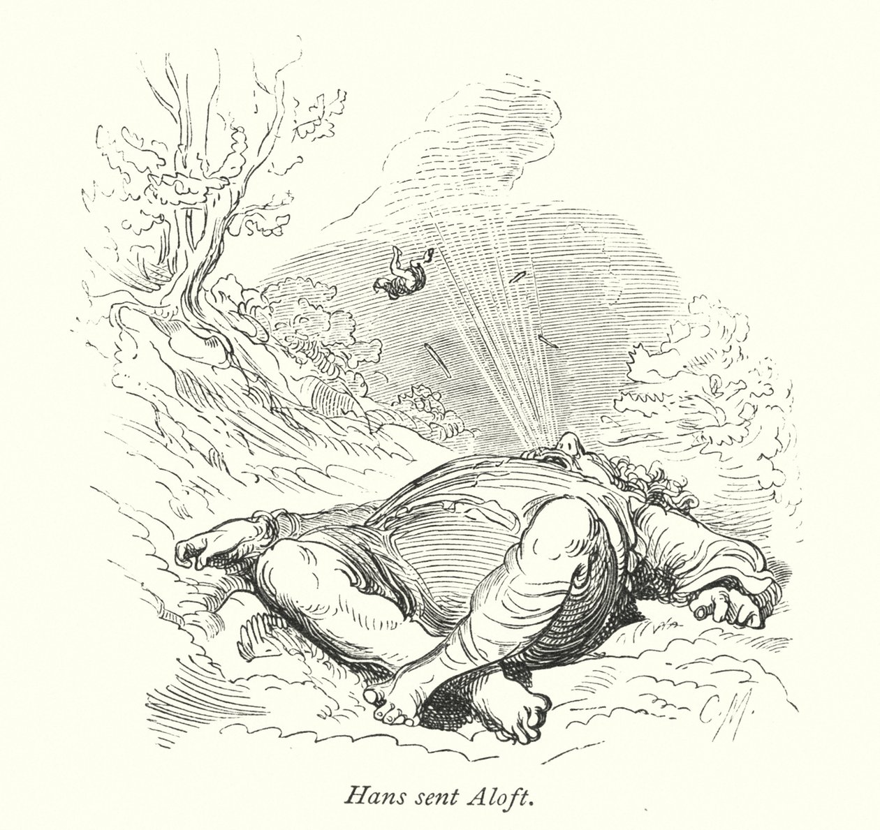 Hans in die Höhe geschickt (Gravur) von Gustave Dore