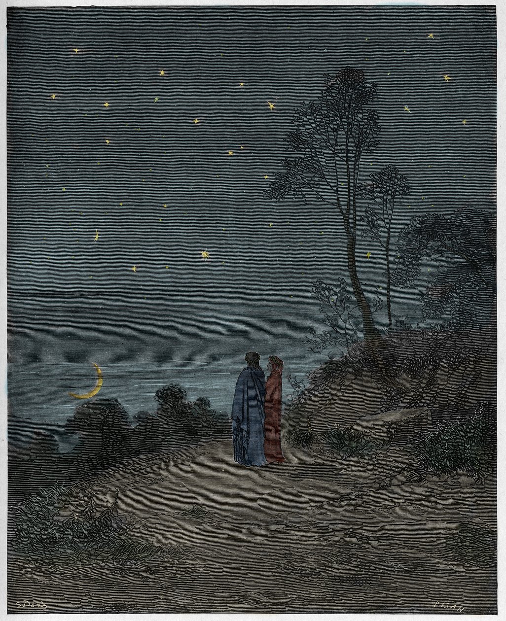 Inferno, Gesang 2: Der dunkle Himmel der ersten Nacht, Illustration aus "Die Göttliche Komödie" von Dante Alighieri, 1885 von Gustave Dore