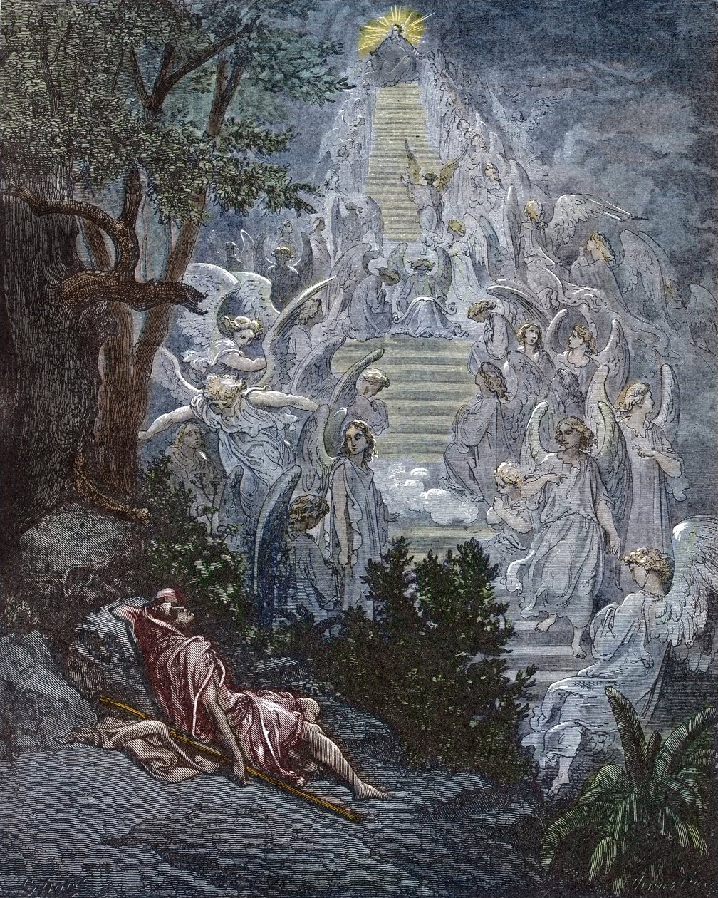 Jakobs Traum - Jakobs Traum (Jakobs Leiter) - Gravur in „Die illustrierte Bibel“ von Gustave Doré (1832-1883) - Gravur aus „Die Doré-Bibel“. von Gustave Dore