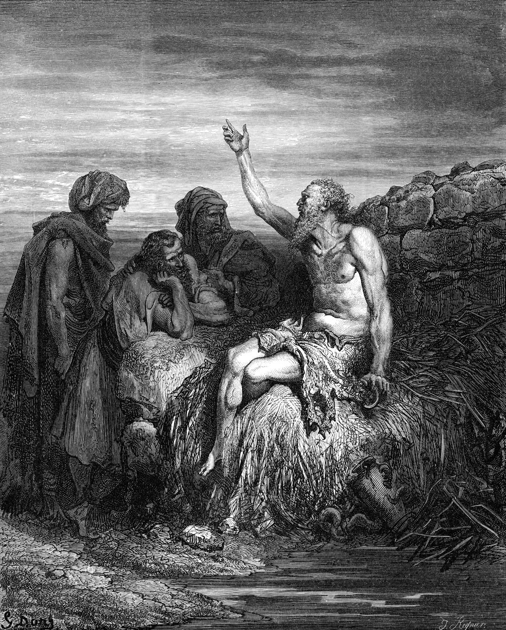 Hiob und seine Freunde, Gravur von Doré von Gustave Dore