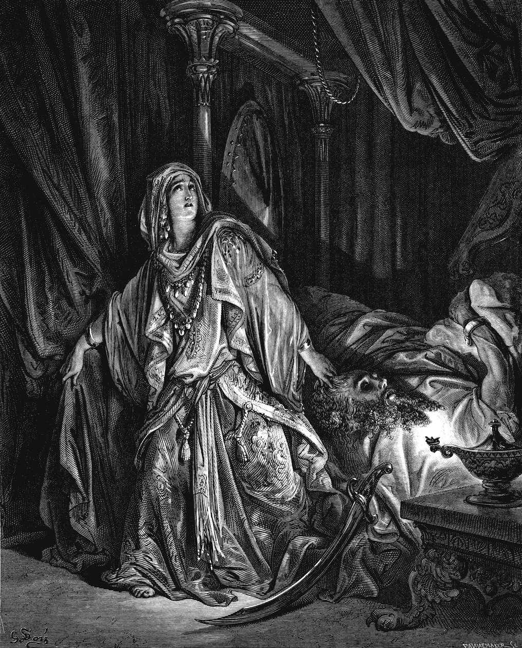 Judith kurz davor, Holofernes den Kopf abzuschlagen von Gustave Dore