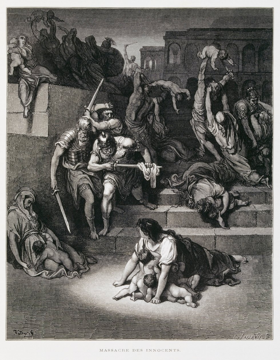 König Herodes befiehlt das Massaker an den Unschuldigen, Illustration aus der Dore-Bibel von Gustave Dore