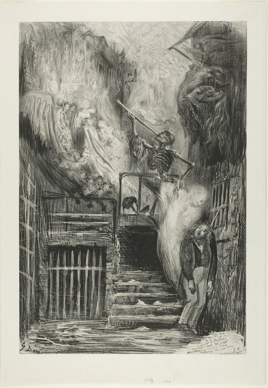 La Rue de la Vieille Lanterne: Der Selbstmord von Gérard de Nerval von Gustave Dore