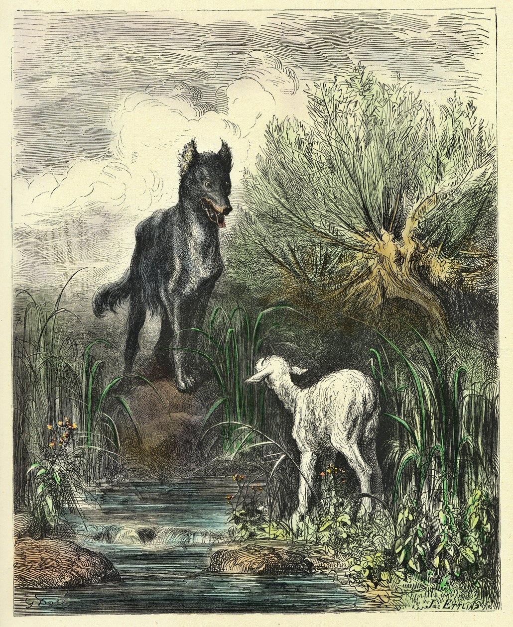 Der Wolf und das Lamm von Gustave Dore