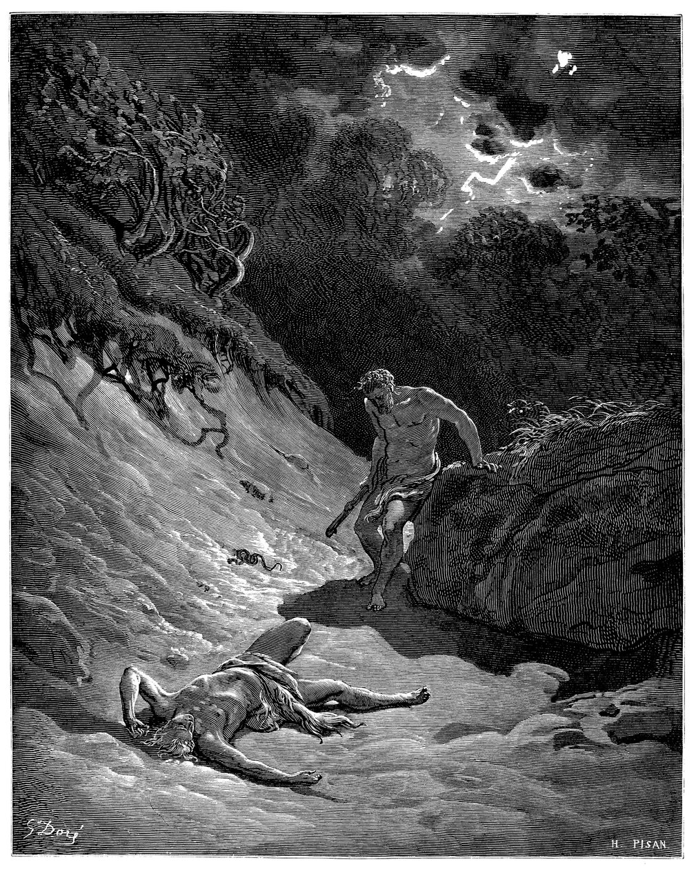 Mord an Abel durch Kain - Illustration von Gustave Doré für Die Bibel von Gustave Dore