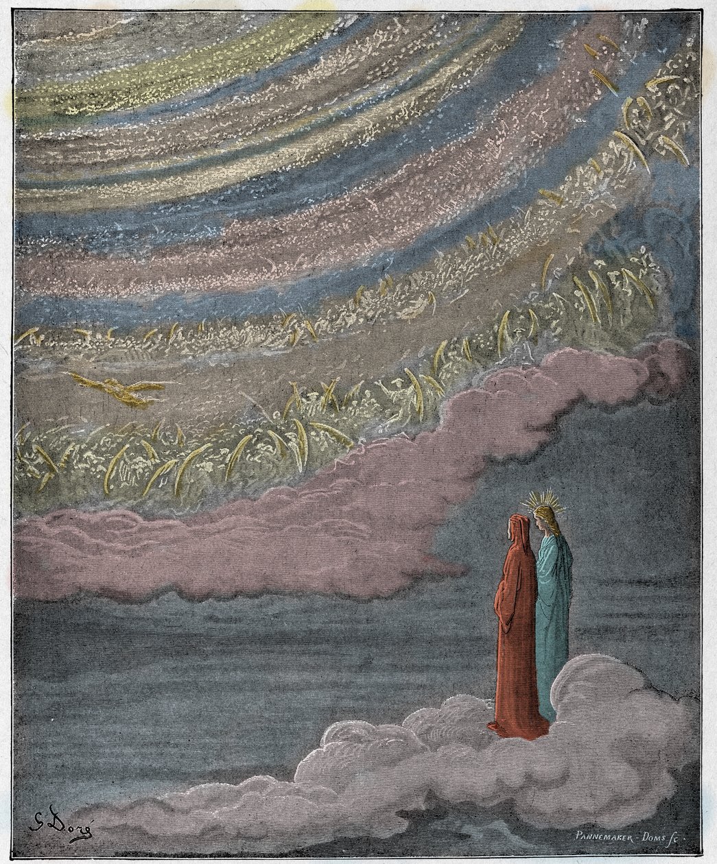 Paradiso, Gesang 28: Die funkelnde Schar des Himmels, Illustration aus "Die Göttliche Komödie" von Dante Alighieri, 1885 von Gustave Dore