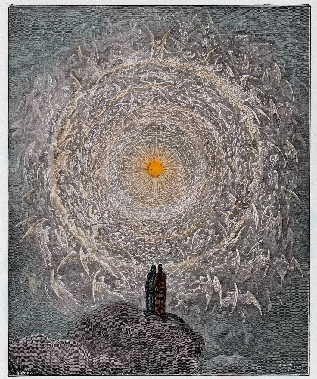 Paradiso, Canto 31: Die heilige Schar bildet eine Rose im Empyreum von Gustave Dore