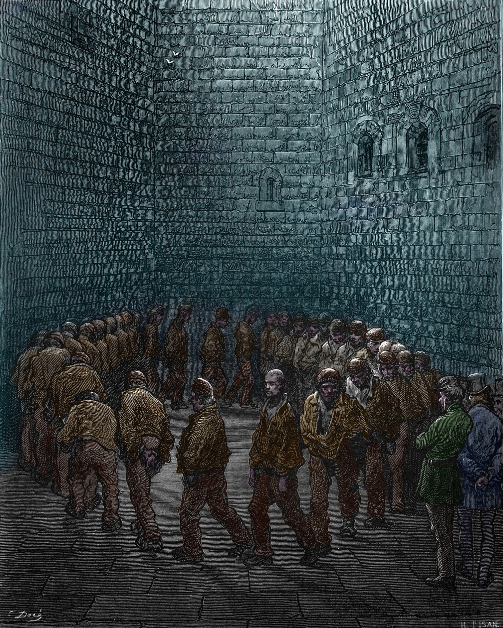 Gefangene machen ihre Runden im Hof des Westgate-Gefängnisses in London, von Gustave Doré von Gustave Dore