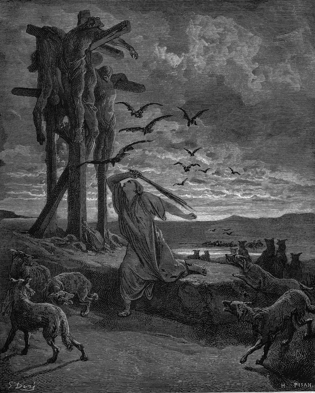 Rizpah, Konkubine von König Saul, 1866 von Gustave Dore