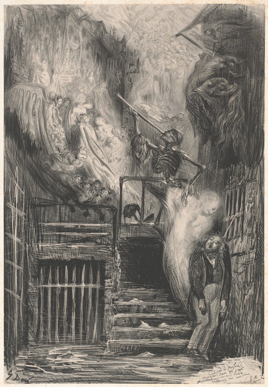 Rue de la Vieille lanterne [Der Selbstmord von Gérard de Nerval] von Gustave Dore